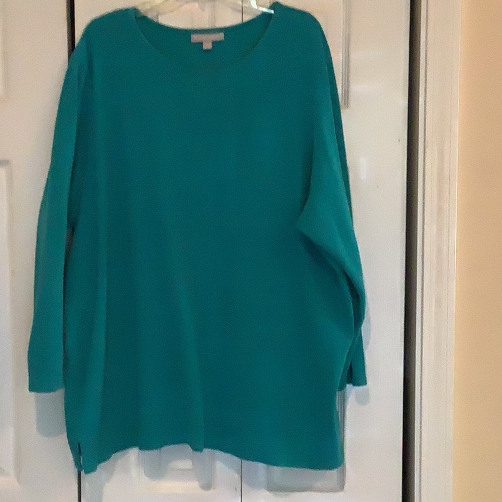 Women's Teal Crewneck Fleece top 3X